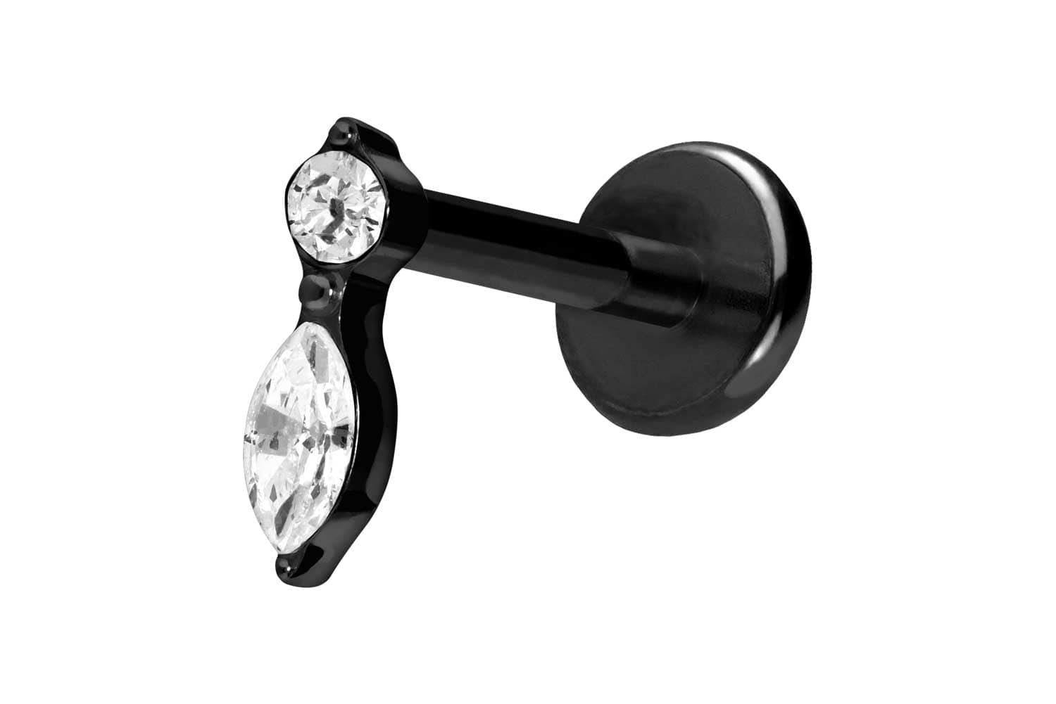 Titan Labret Piercing mit Push Fit KRISTALLBLATT